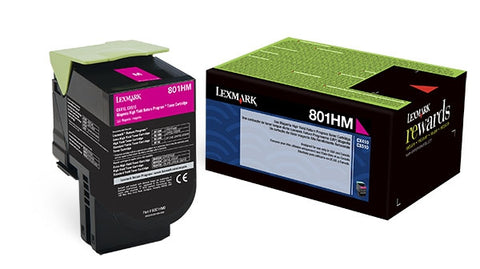 Lexmark (801HM) CX410 CX510 High Yield Magenta Return Program Toner Cartridge (3000 Yield)